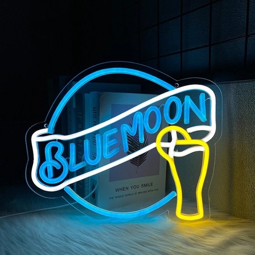 Blue moon neon sign for - neon, wall