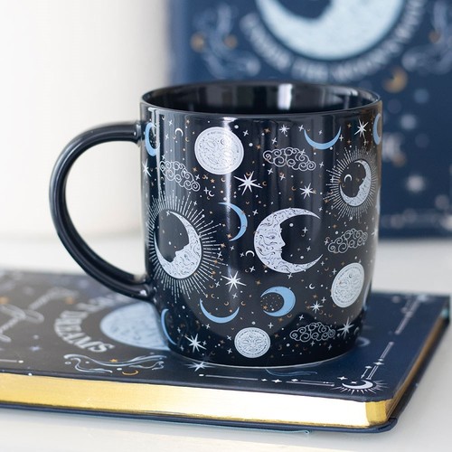 Blue moon print - blue, mug