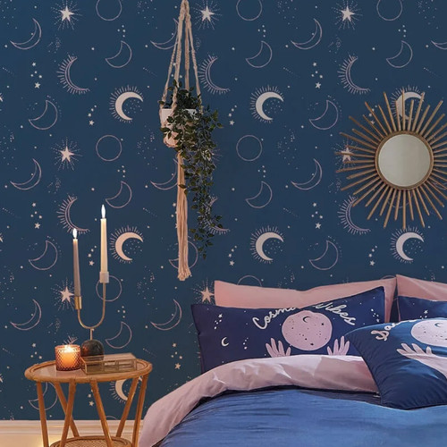 Blue night sky wallpaper - blue, moon