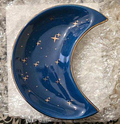 Ceramic glossy blue - glossy, gold