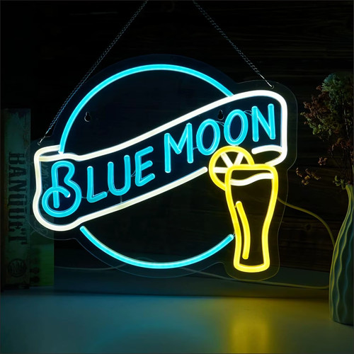 Blue moon neon sign - blue,